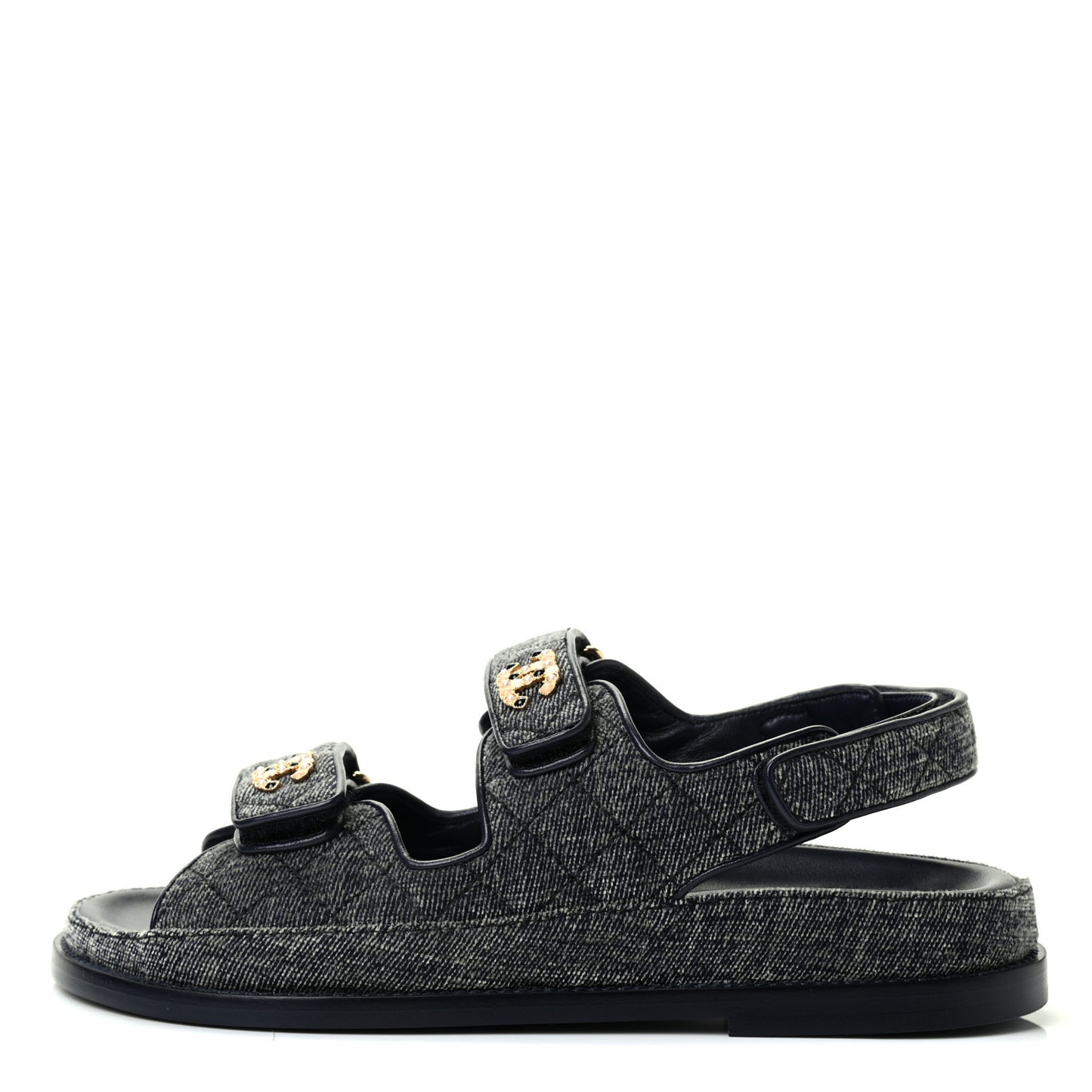 Denim Quilted Dad Sandals 36.5 Grey