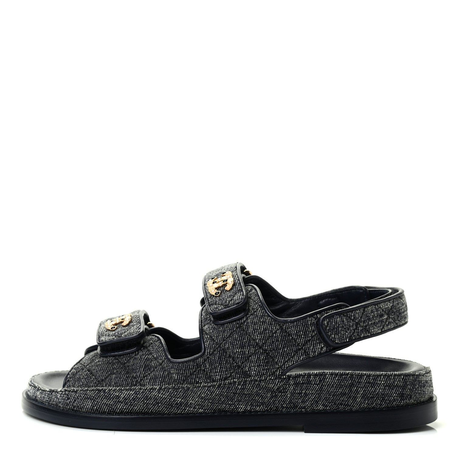 Chanel Denim Quilted Dad Sandals 36.5 Grey 1 of 9