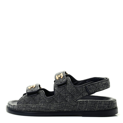 Chanel Denim Quilted Dad Sandals 36.5 Grey 1 of 9