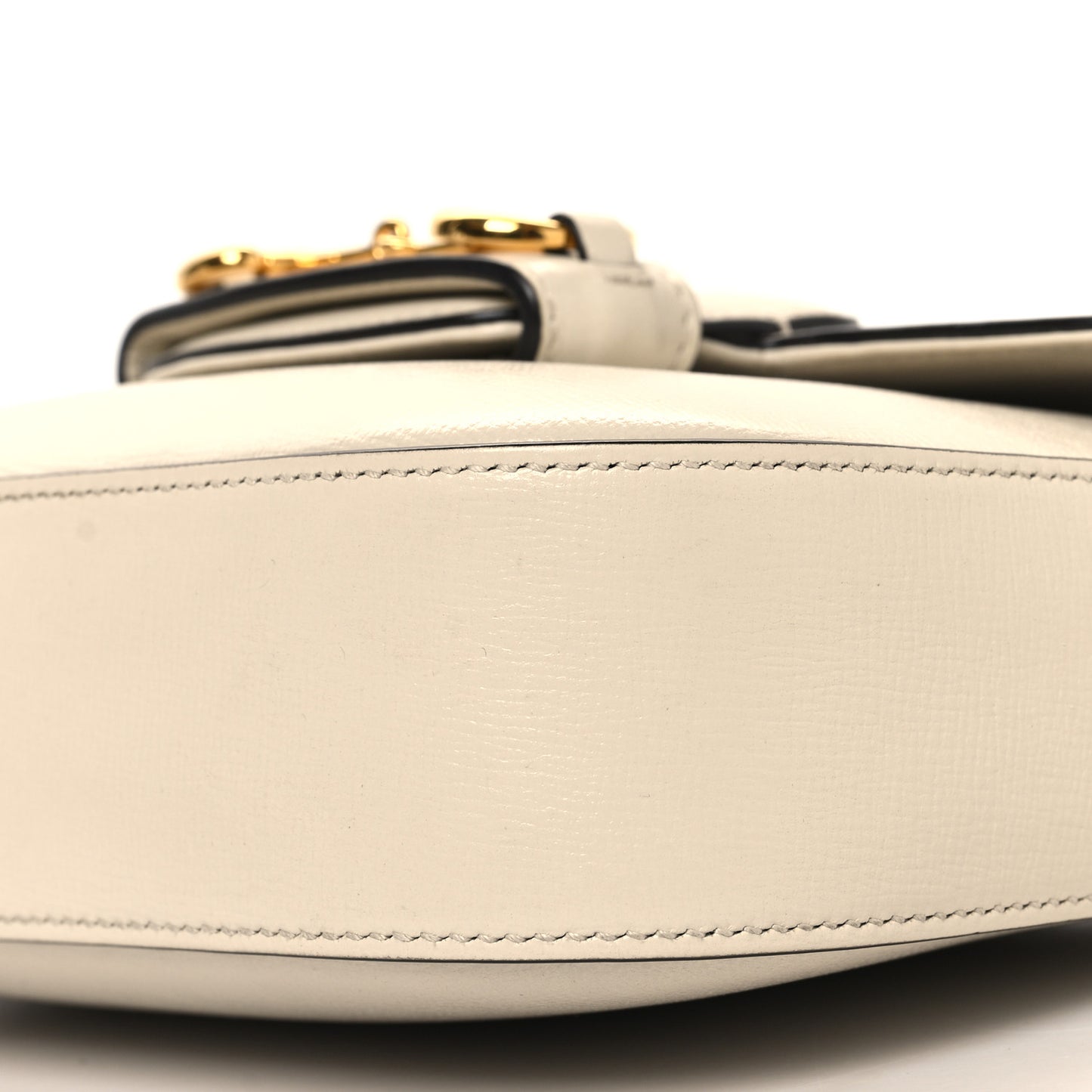 Azalea Calfskin Web Mini Horsebit 1955 Shoulder Bag Mystic White