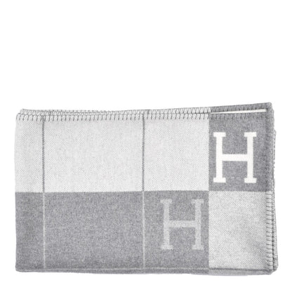 Hermes Wool Cashmere Avalon III Blanket Ecru Gris Clair 2 of 3