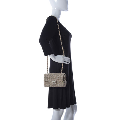 Chanel Tweed Quilted Mini Rectangular Flap Beige 2 of 9