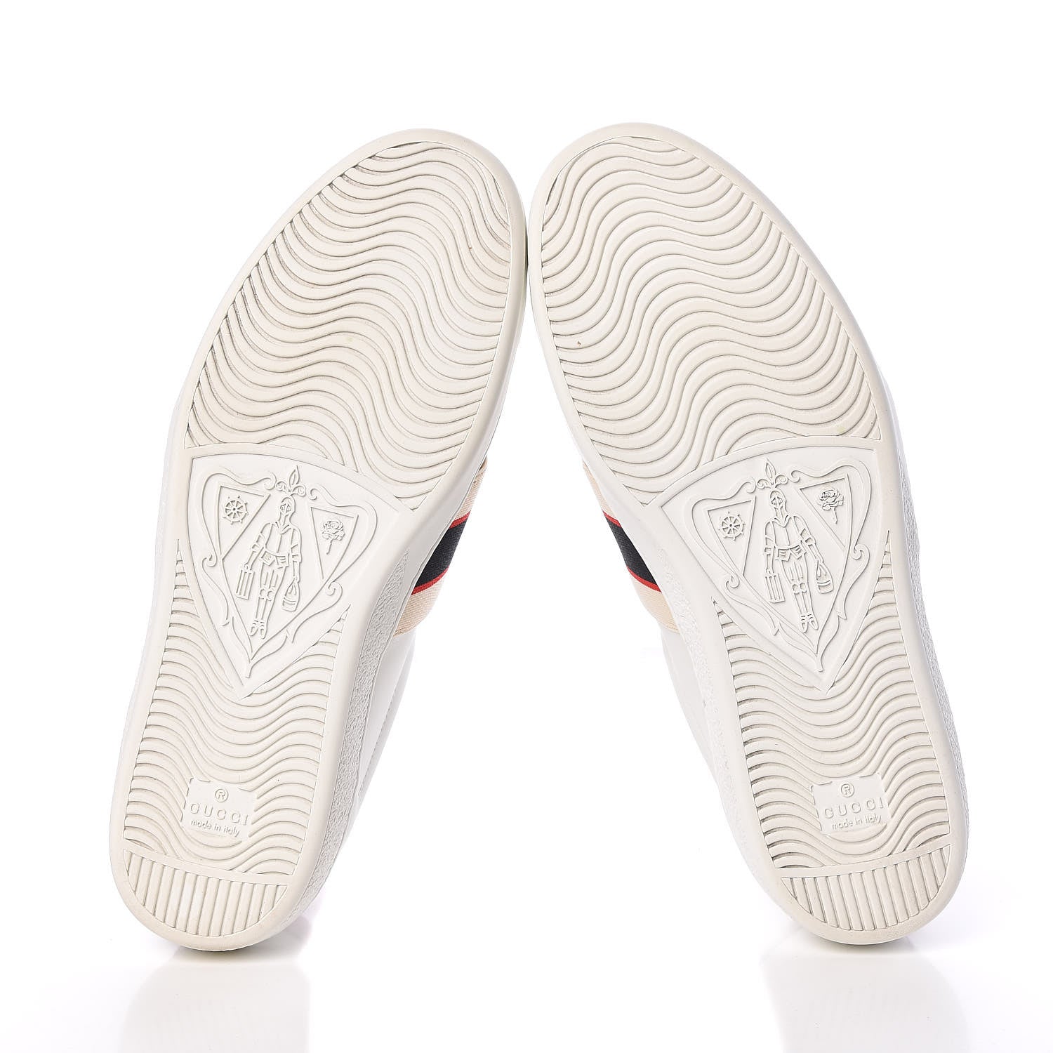 Gucci Calfskin Stripe Mens New Ace Sneakers 8 White Ecru Red Flame 7 of 22