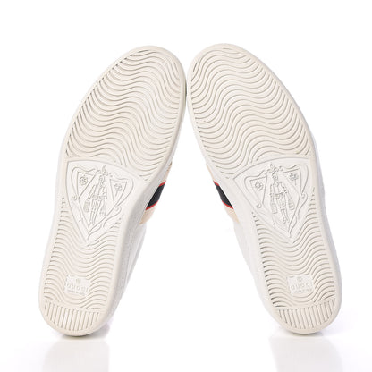 Gucci Calfskin Stripe Mens New Ace Sneakers 8 White Ecru Red Flame 7 of 22