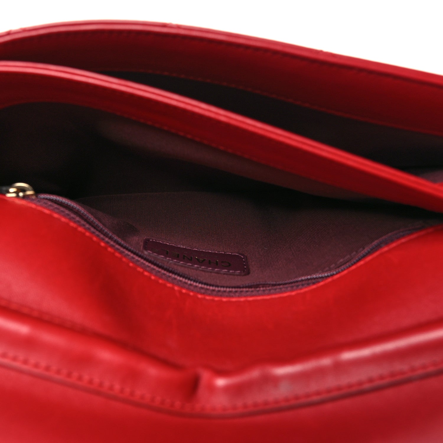 Chanel Lambskin Quilted Retro Label Clutch Red 6 of 12