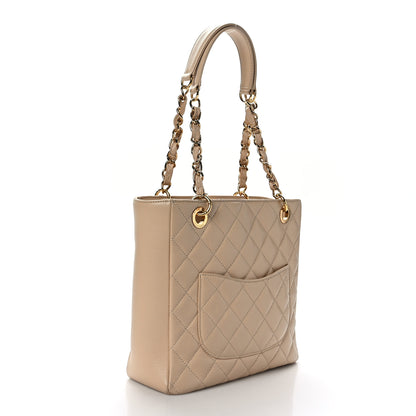 Chanel Caviar Quilted Petit Shopping Tote PST Beige Clair 3 of 9