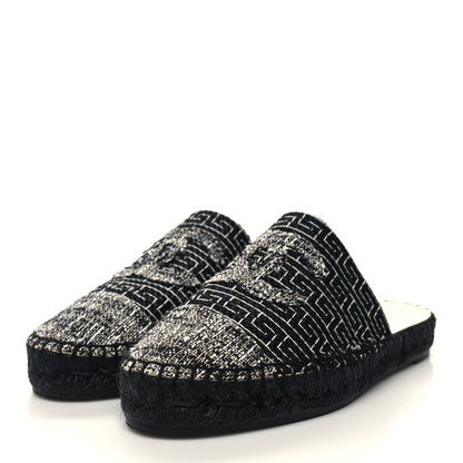 Chanel Tweed CC Slip On Espadrilles 37 Black Silver 3 of 9