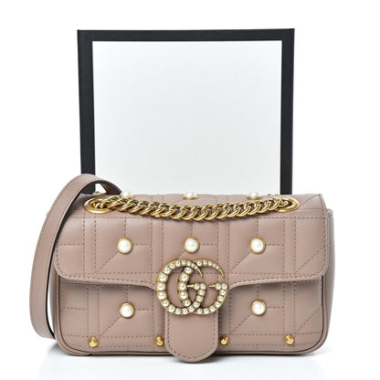 Gucci Calfskin Matelasse Studded Mini Pearly GG Marmont Shoulder Bag Porcelain Rose 12 of 12