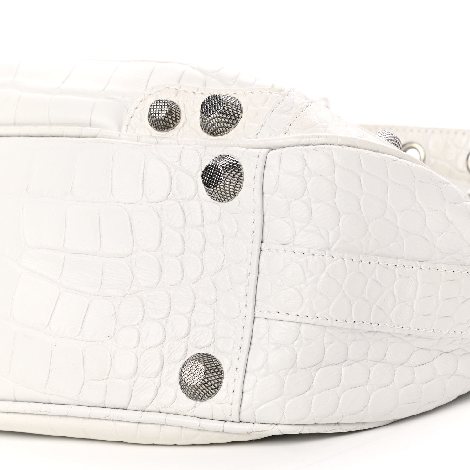 Balenciaga Extra Supple Calfskin Crocodile Embossed Medium Le Cagole Shoulder Bag White 10 of 10
