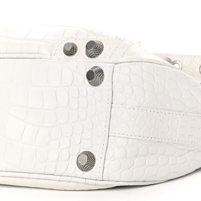 Balenciaga Extra Supple Calfskin Crocodile Embossed Medium Le Cagole Shoulder Bag White 10 of 10
