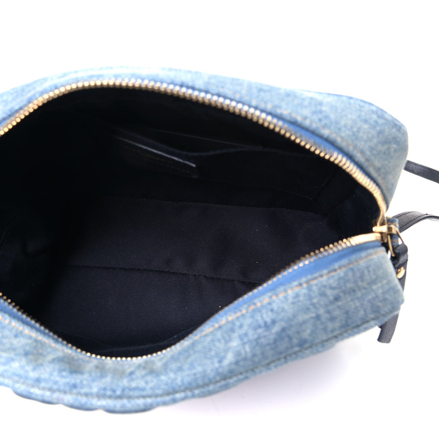Denim Matelasse Quilted Summer Embroidered Classic Monogram Camera Bag Blue