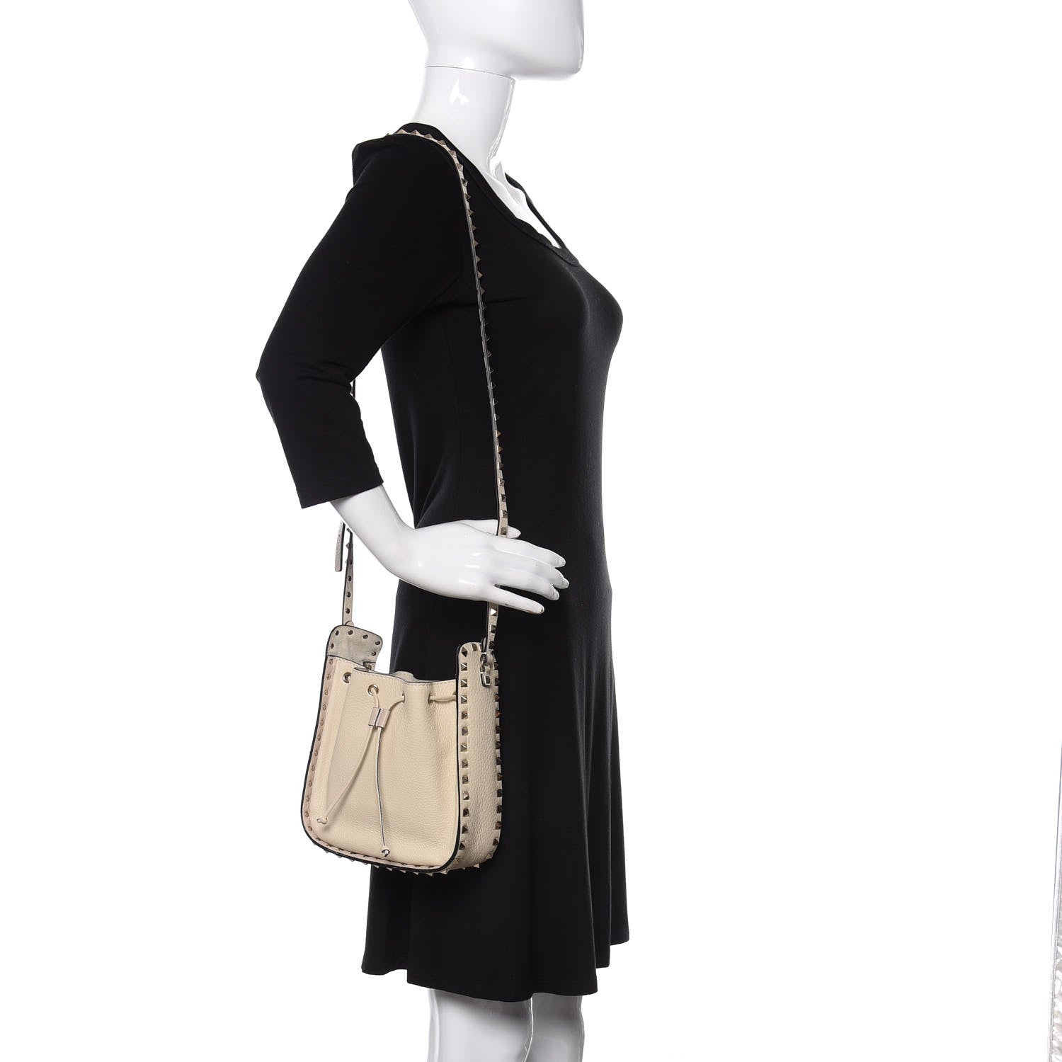 Valentino Garavani Grained Calfskin Rockstud Bucket Bag Light Ivory 2 of 9