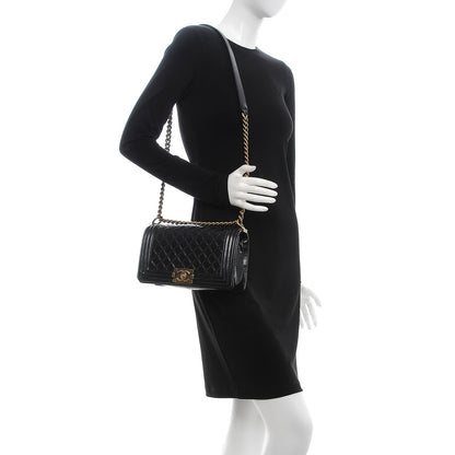 Chanel Glazed Calfskin Quilted Medium Boy Flap Black 2 of 7