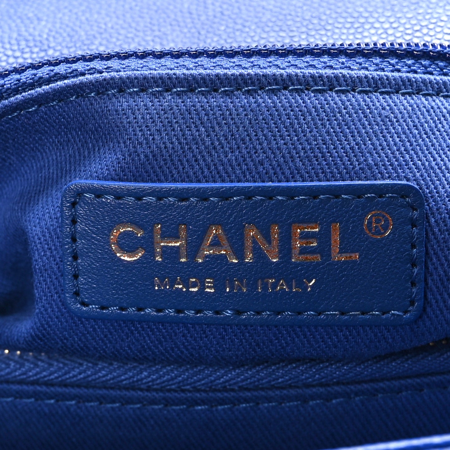Caviar Chevron Quilted Small Coco Handle Flap Blue