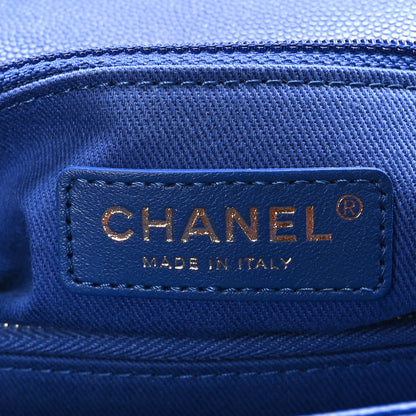 Chanel Caviar Chevron Quilted Small Coco Handle Flap Blue 6 of 9