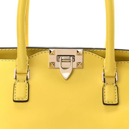 Valentino Garavani Vitello Rockstud Double Handle Tote Naples Yellow 7 of 9