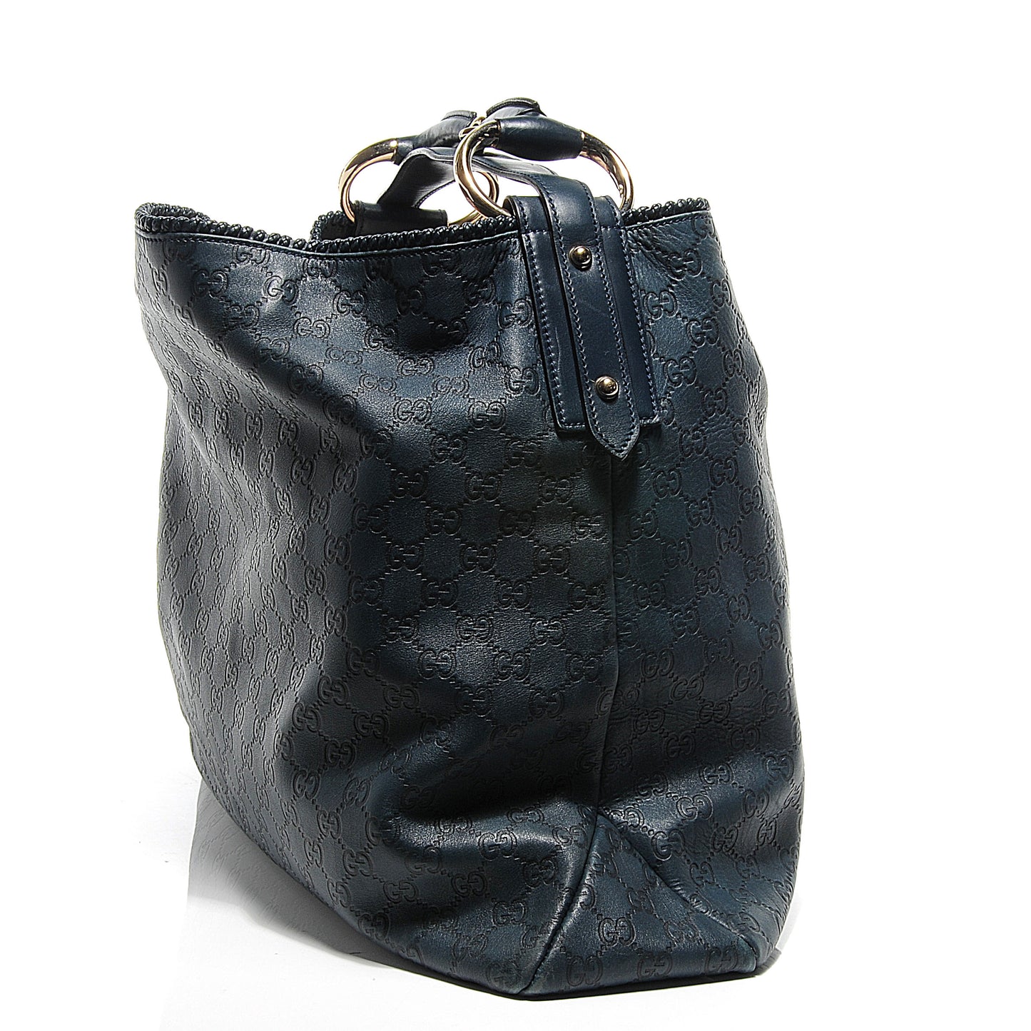 Guccissima Large Horsebit Chain Hobo Blue