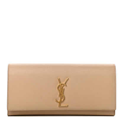 Saint Laurent Grain De Poudre Classic Monogram Cassandre Clutch Dark Beige 1 of 7