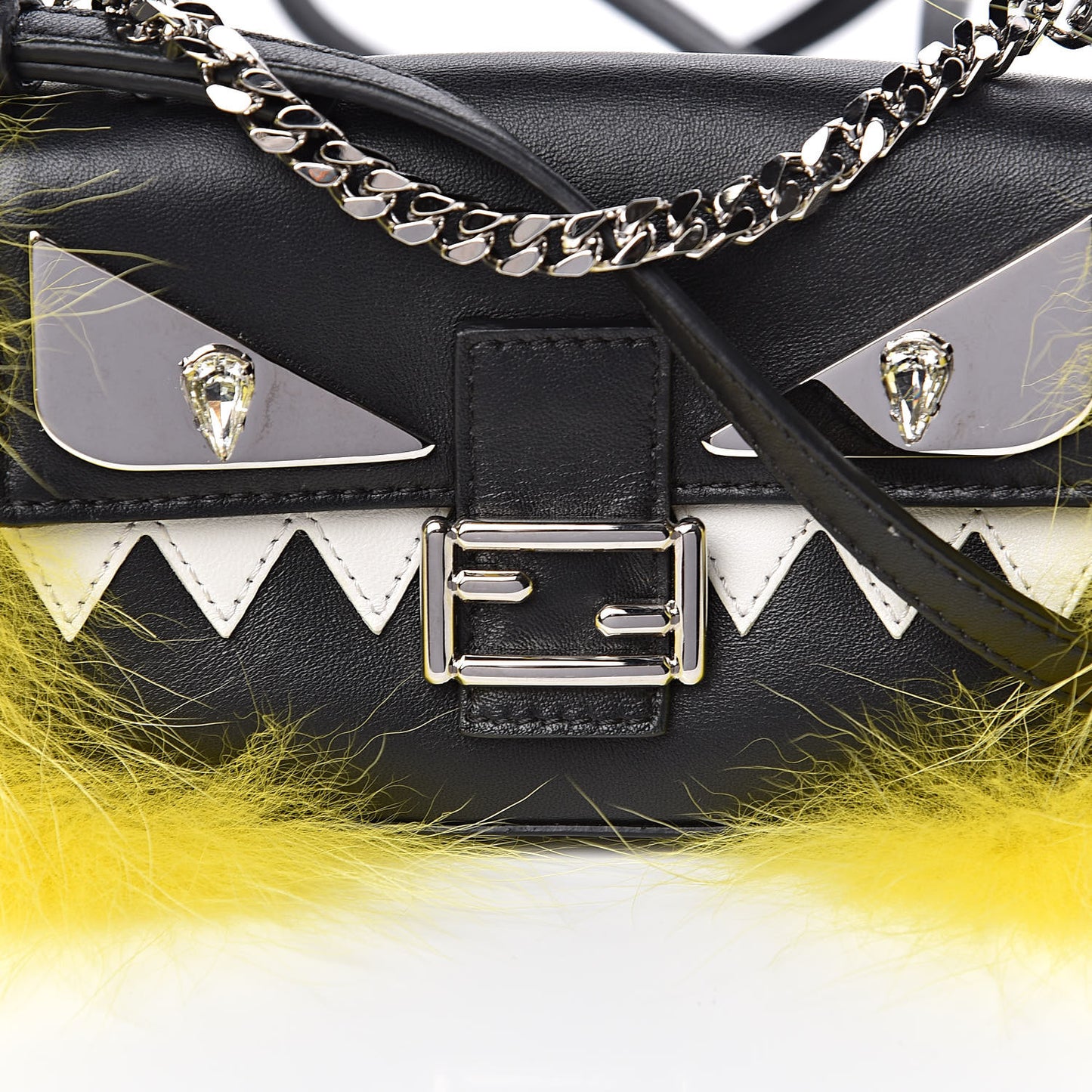 Nappa Fox Fur Monster Micro Baguette Black
