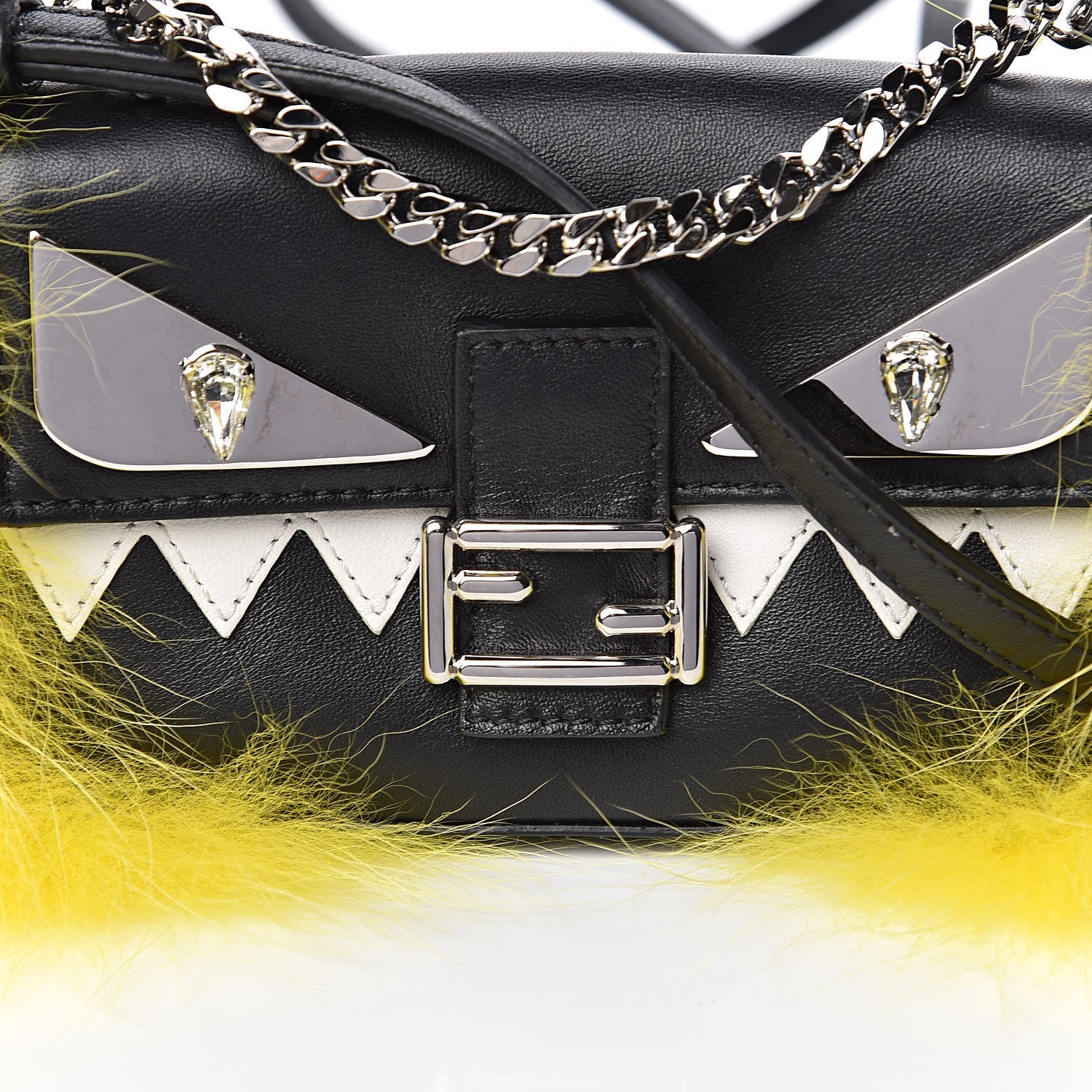 Fendi Nappa Fox Fur Monster Micro Baguette Black 7 of 7