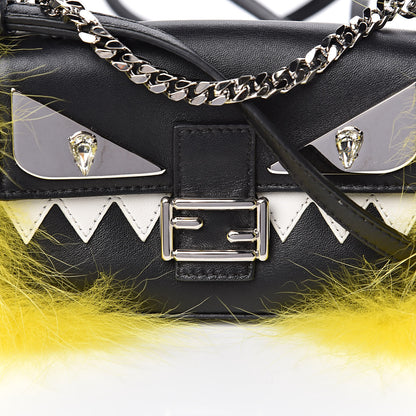 Fendi Nappa Fox Fur Monster Micro Baguette Black 7 of 7