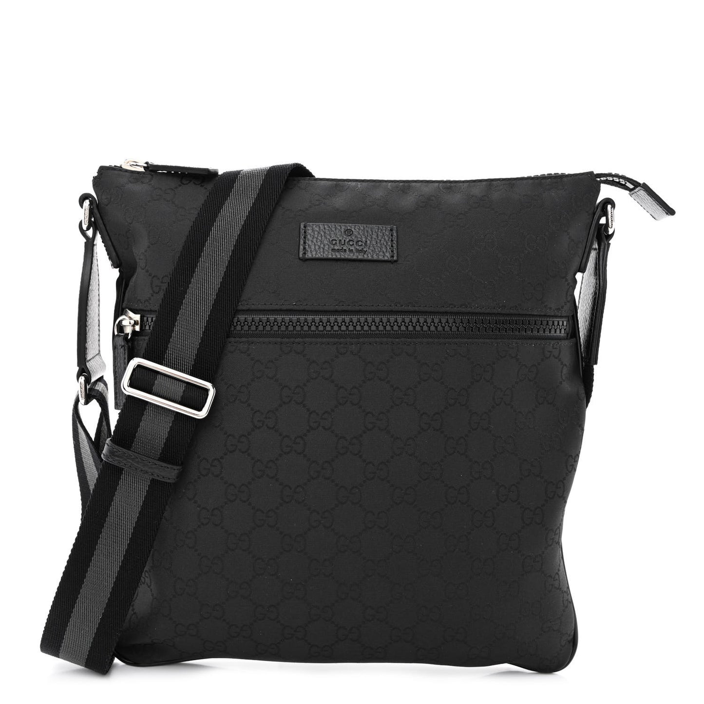 Nylon Monogram Medium Flat Messenger Bag Black