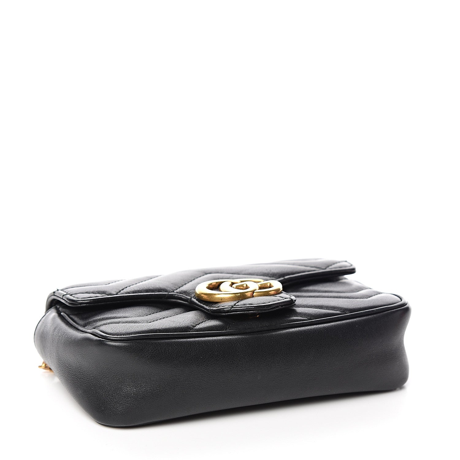 Gucci Calfskin Matelasse Super Mini GG Marmont Shoulder Bag Black 3 of 10