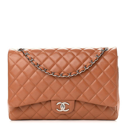 Chanel Caviar Quilted Maxi Double Flap Light Brown 1 of 11