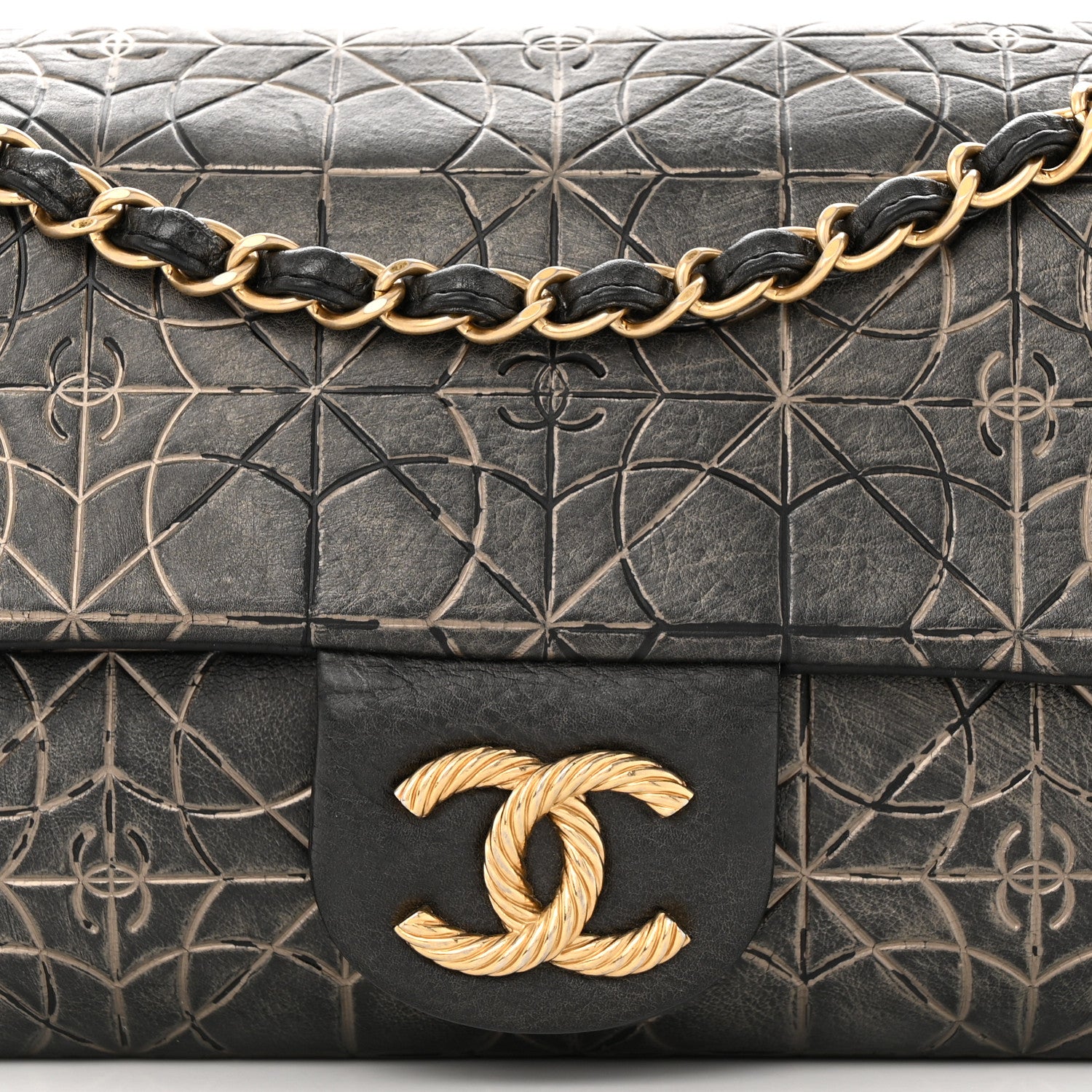 Chanel Metallized Effect Embossed Calfskin Quilted Paris Moscou Moujik Flap Black 8 of 12