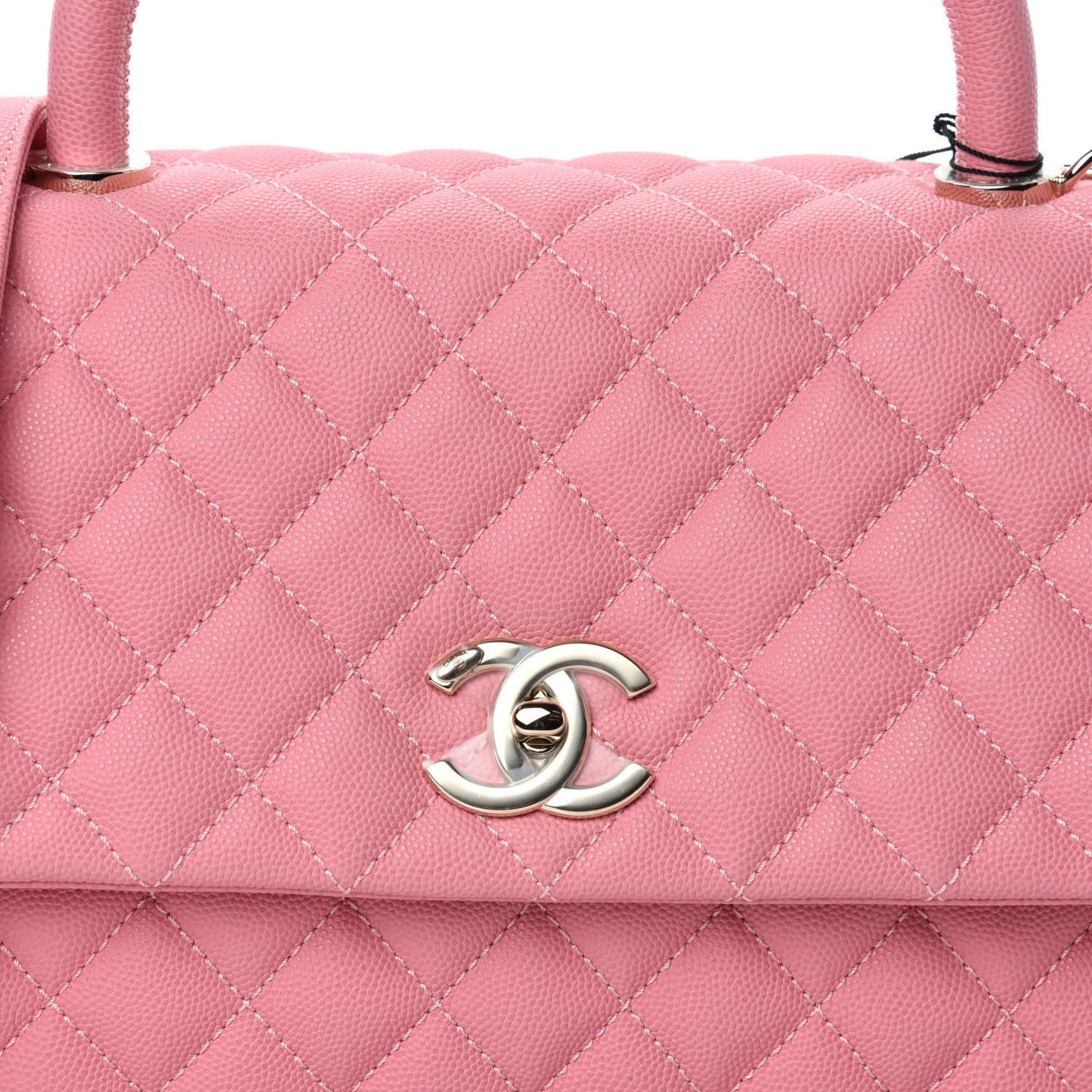 Caviar Quilted Small Coco Handle Flap Pink