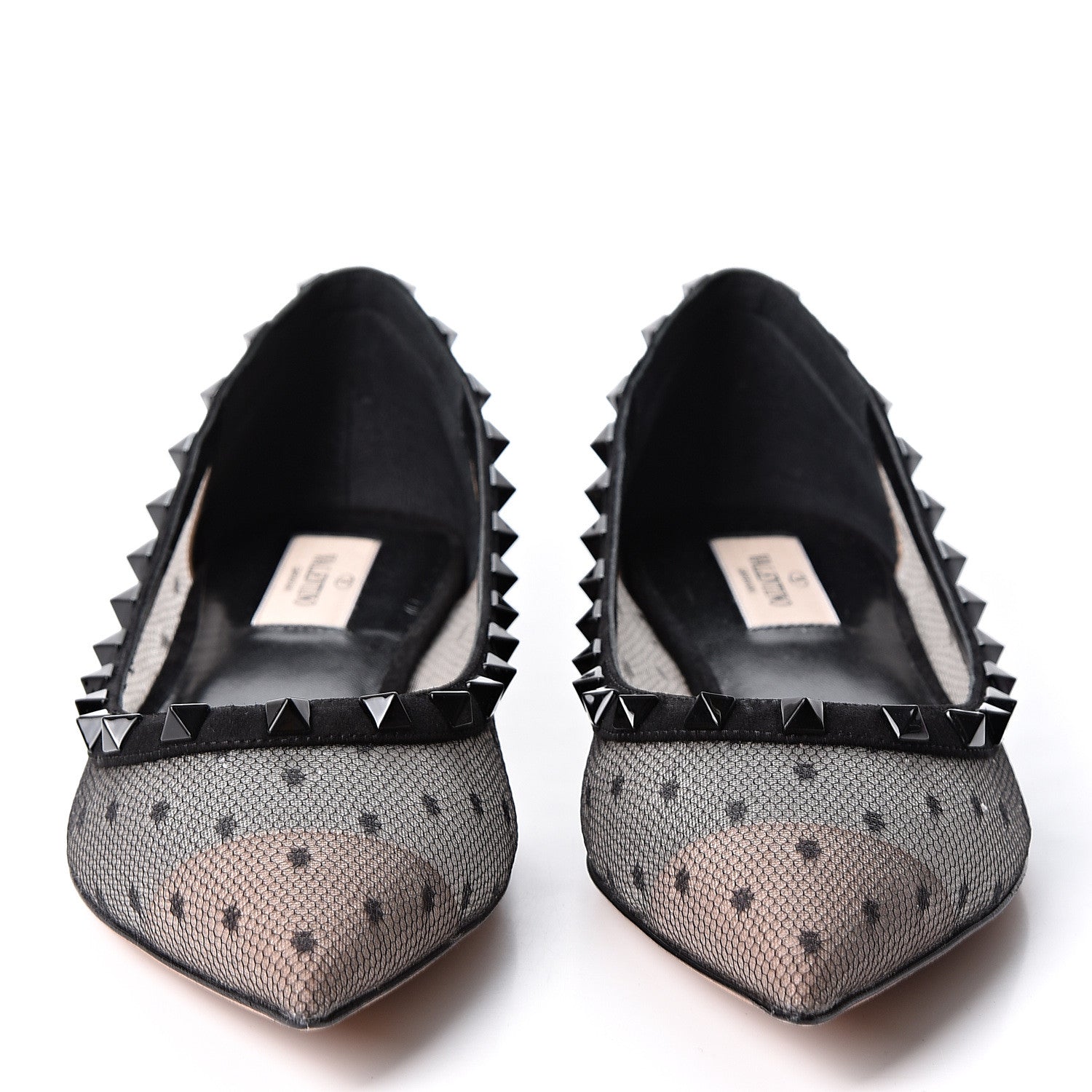 Valentino Garavani Mesh Point d'Esprit Rockstud Ballerina Flats 39 Black 2 of 9