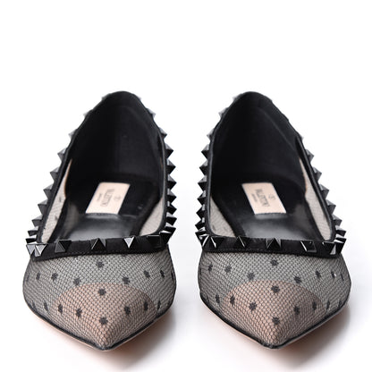 Valentino Garavani Mesh Point d'Esprit Rockstud Ballerina Flats 39 Black 2 of 9