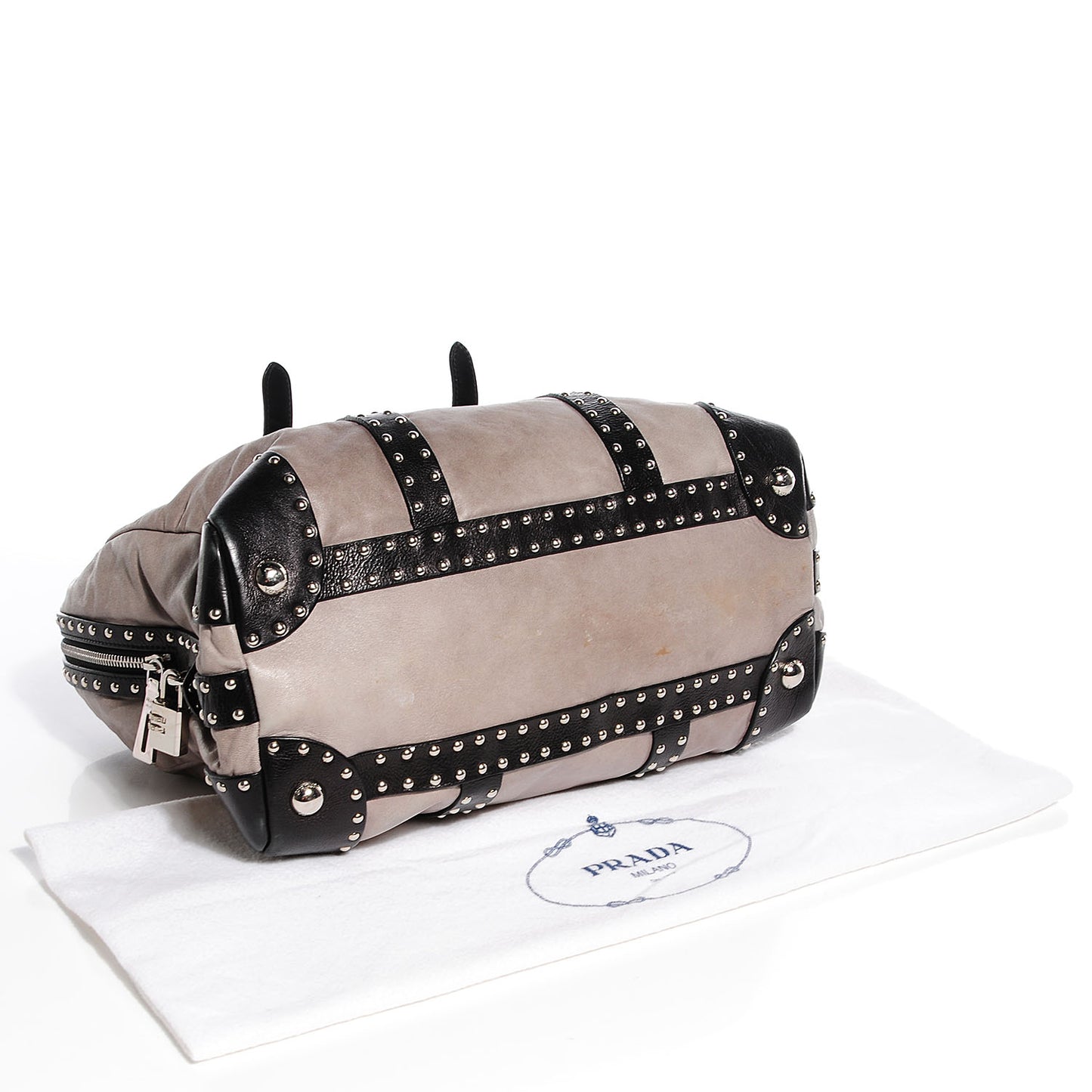 Glace Calf Studded Large Trunk Bag Fumo Black