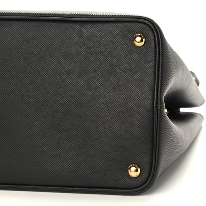 Prada Saffiano Cuir Large Double Bag Nero Black Ciliegia 14 of 18