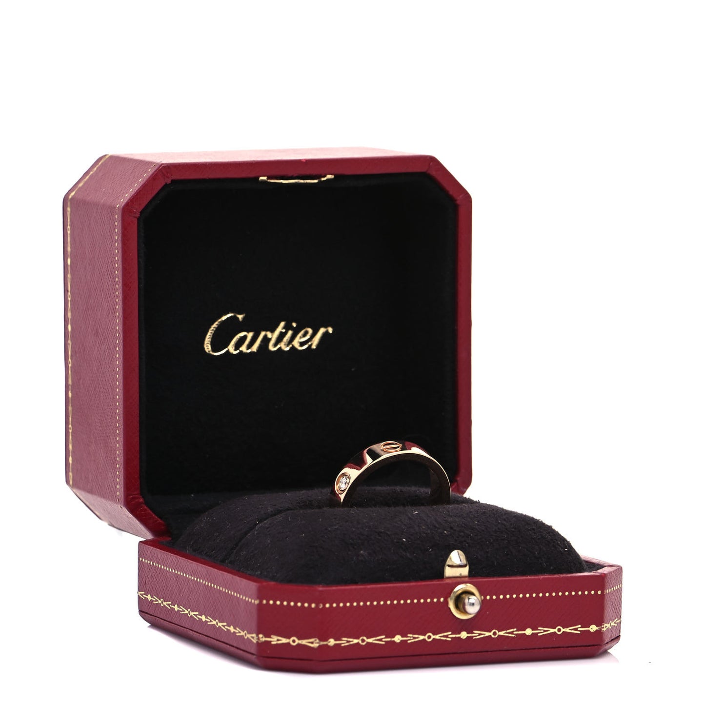 18K Pink Gold 3 Diamond 5.5mm LOVE Ring 61 9.5