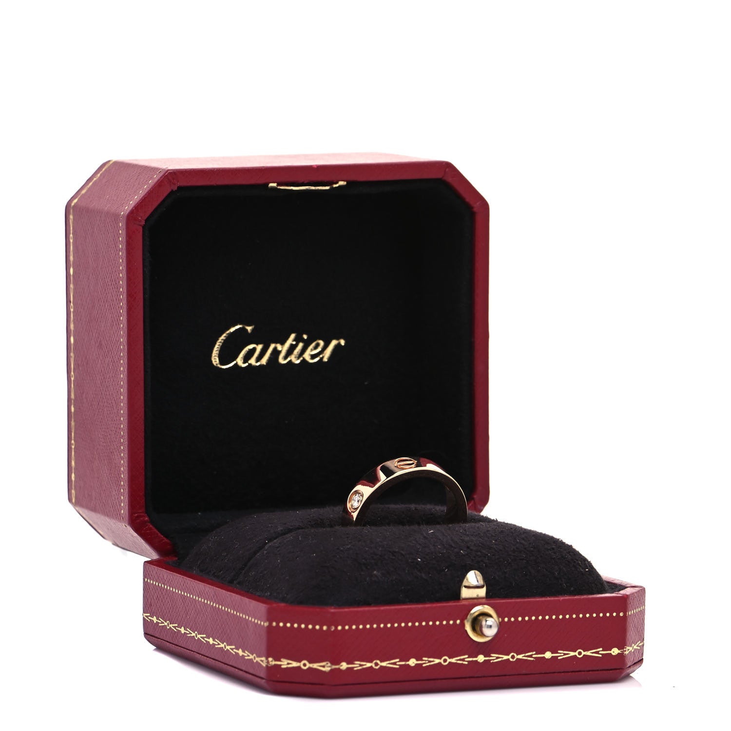 Cartier 18K Pink Gold 3 Diamond 5.5mm LOVE Ring 61 9.5 5 of 5