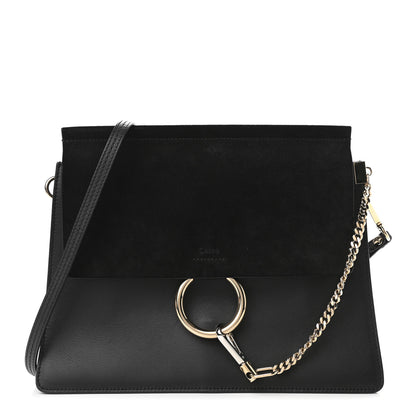 Chloe Suede Calfskin Medium Faye Shoulder Bag Black 1 of 11