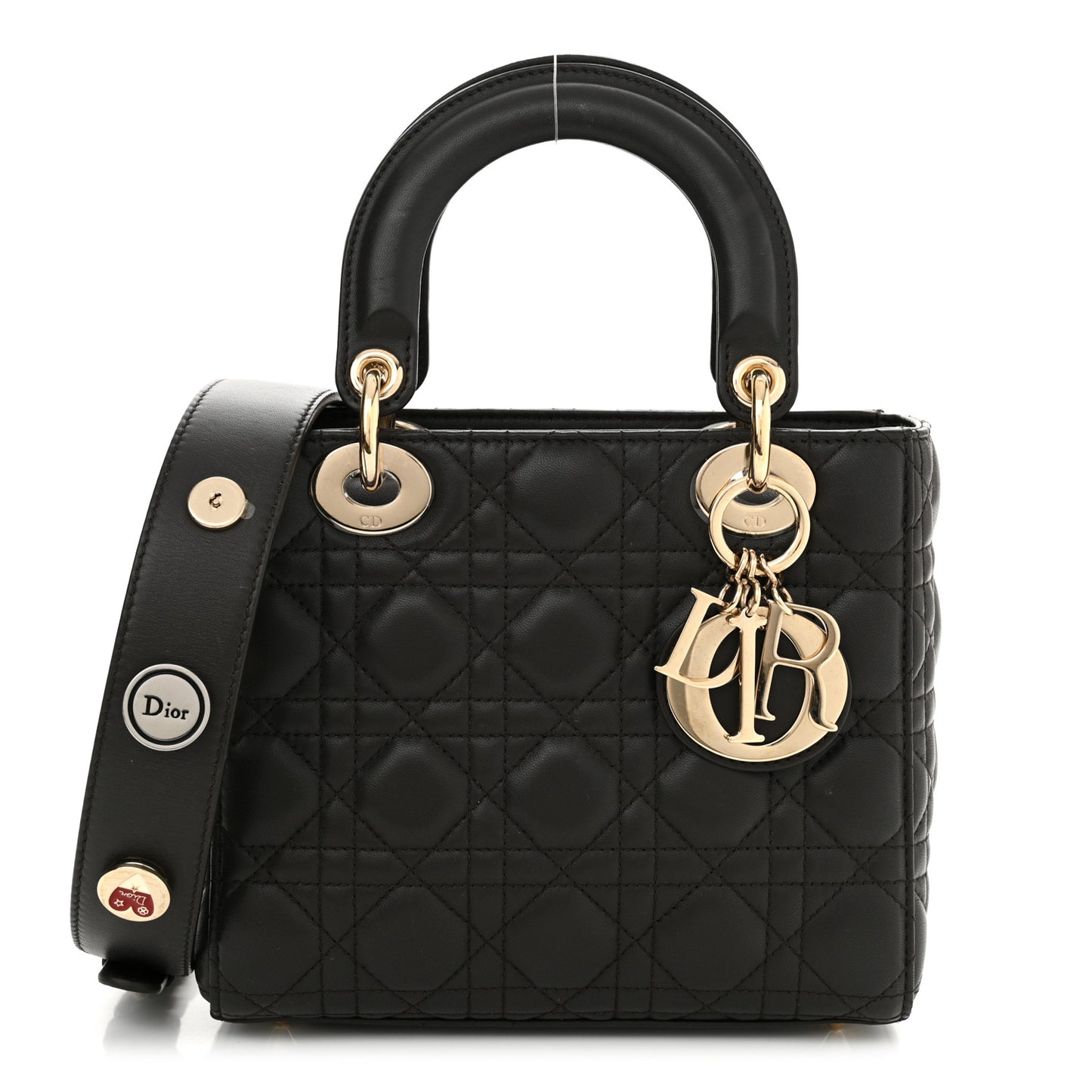 Lambskin Cannage Small Lucky Badges My Lady Dior Dark Grey