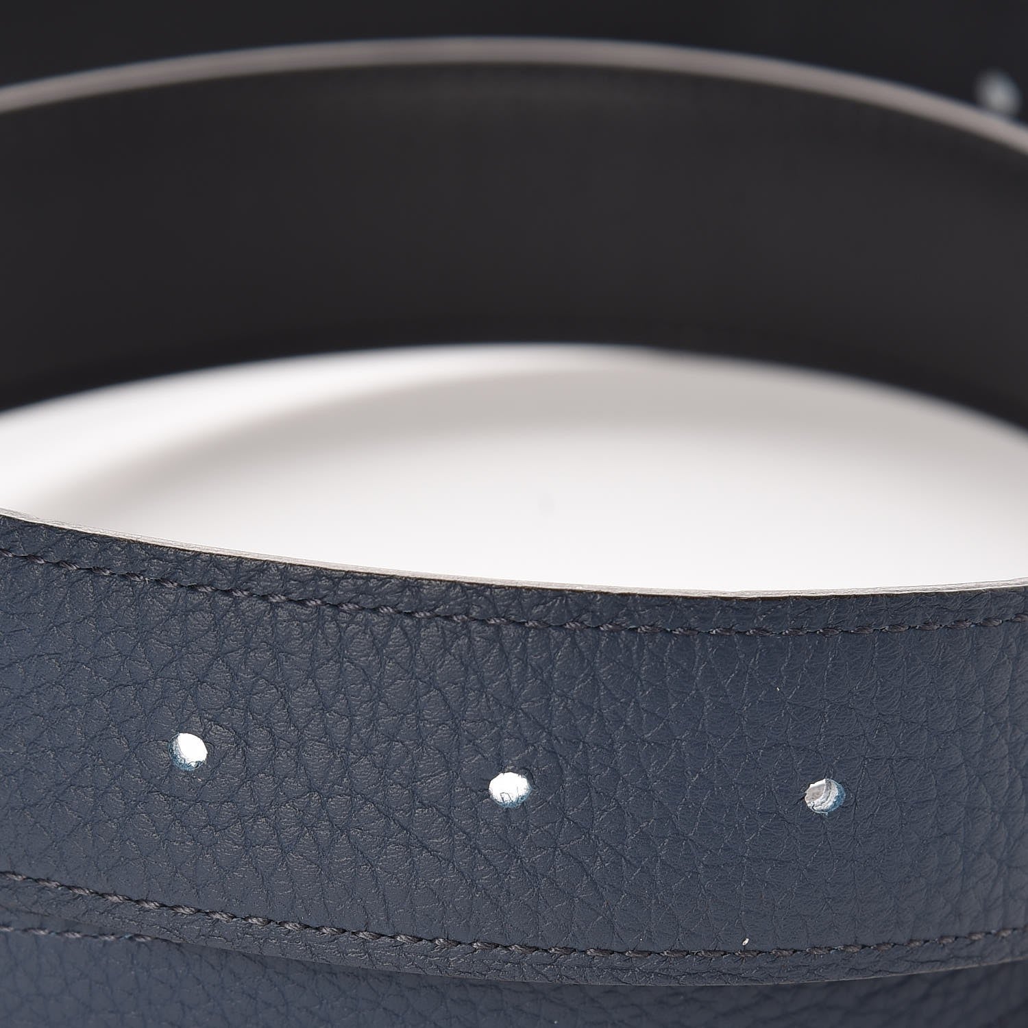 Hermes Box Togo 32mm Belt Strap 85 Black Bleu Ocean 3 of 6