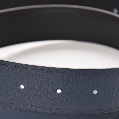 Hermes Box Togo 32mm Belt Strap 85 Black Bleu Ocean 3 of 6