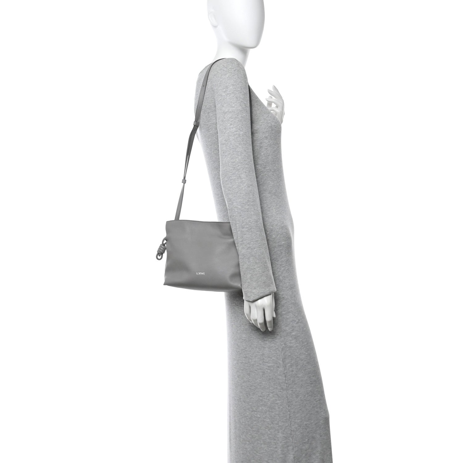 Loewe Calfskin Mini Flamenco Knot Clutch Pearl Grey 2 of 13