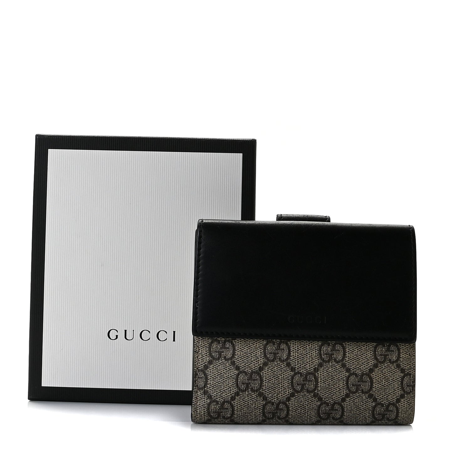 GG Supreme Monogram French Flap Wallet Black