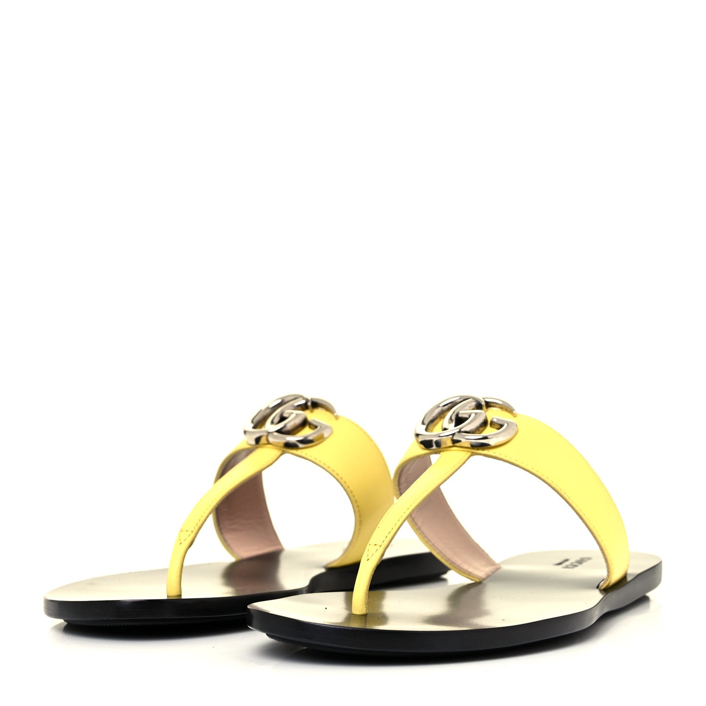 Calfskin GG Marmont Thong Sandals 36 Banana
