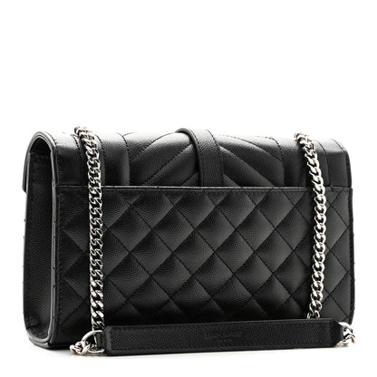Saint Laurent Grain De Poudre Textured Mixed Matelasse Triquilt Small Monogram Satchel Black 3 of 9