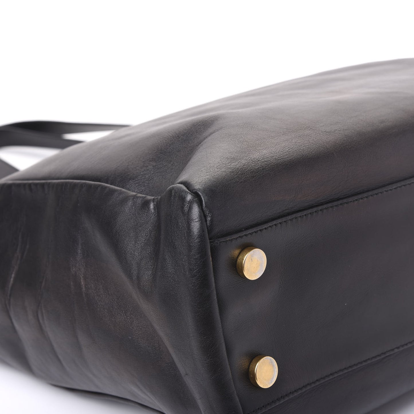 Calfskin Suede North South Reversible Shopping Tote Black