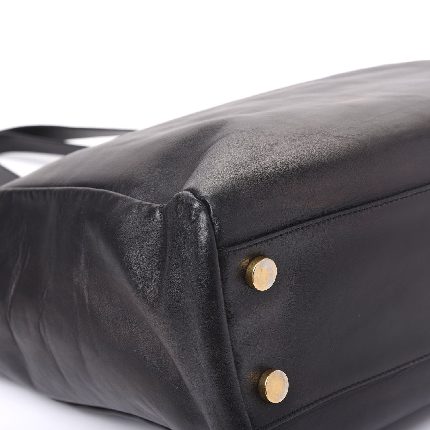 Saint Laurent Calfskin Suede North South Reversible Shopping Tote Black 9 of 10