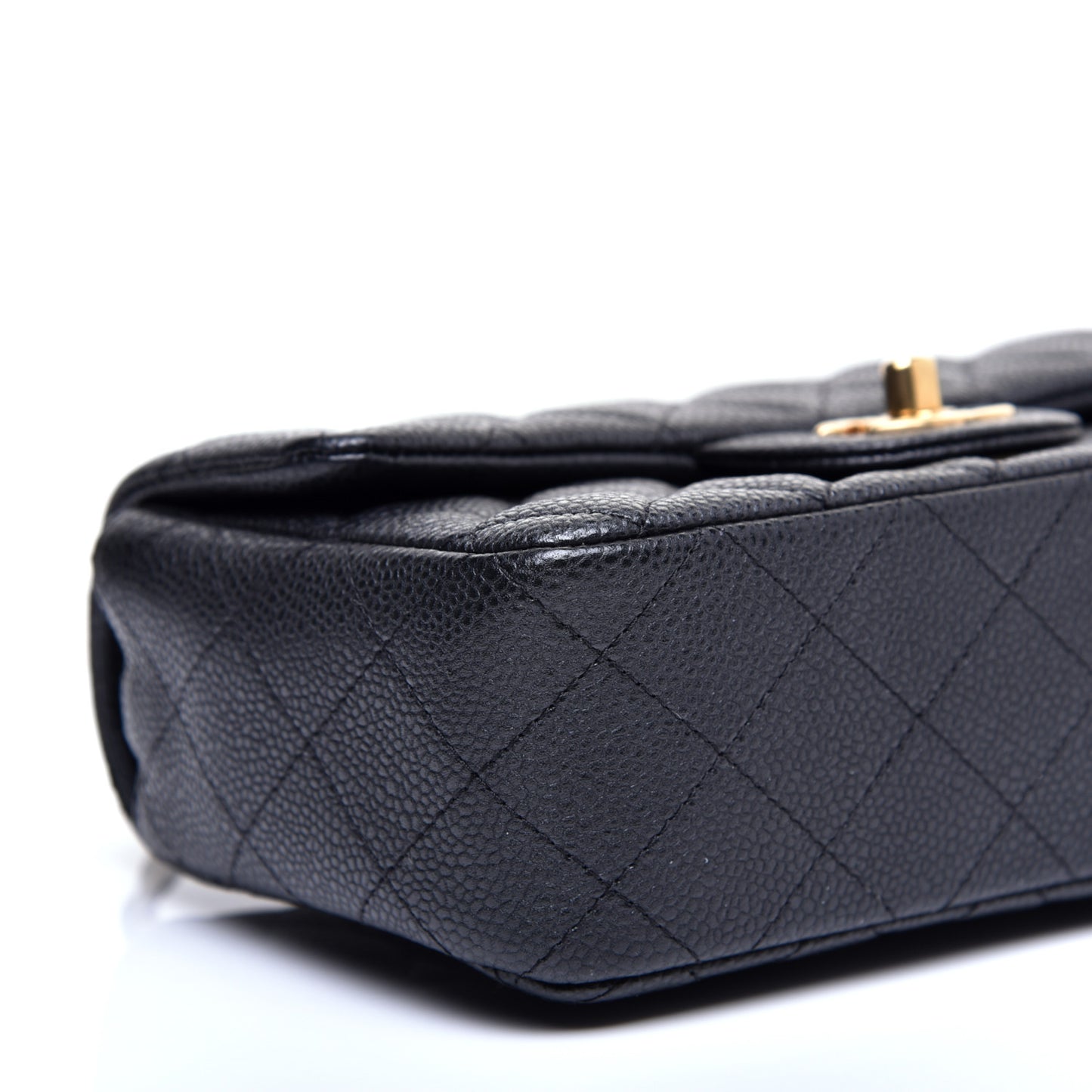Metallic Caviar Quilted Mini Rectangular Flap Black