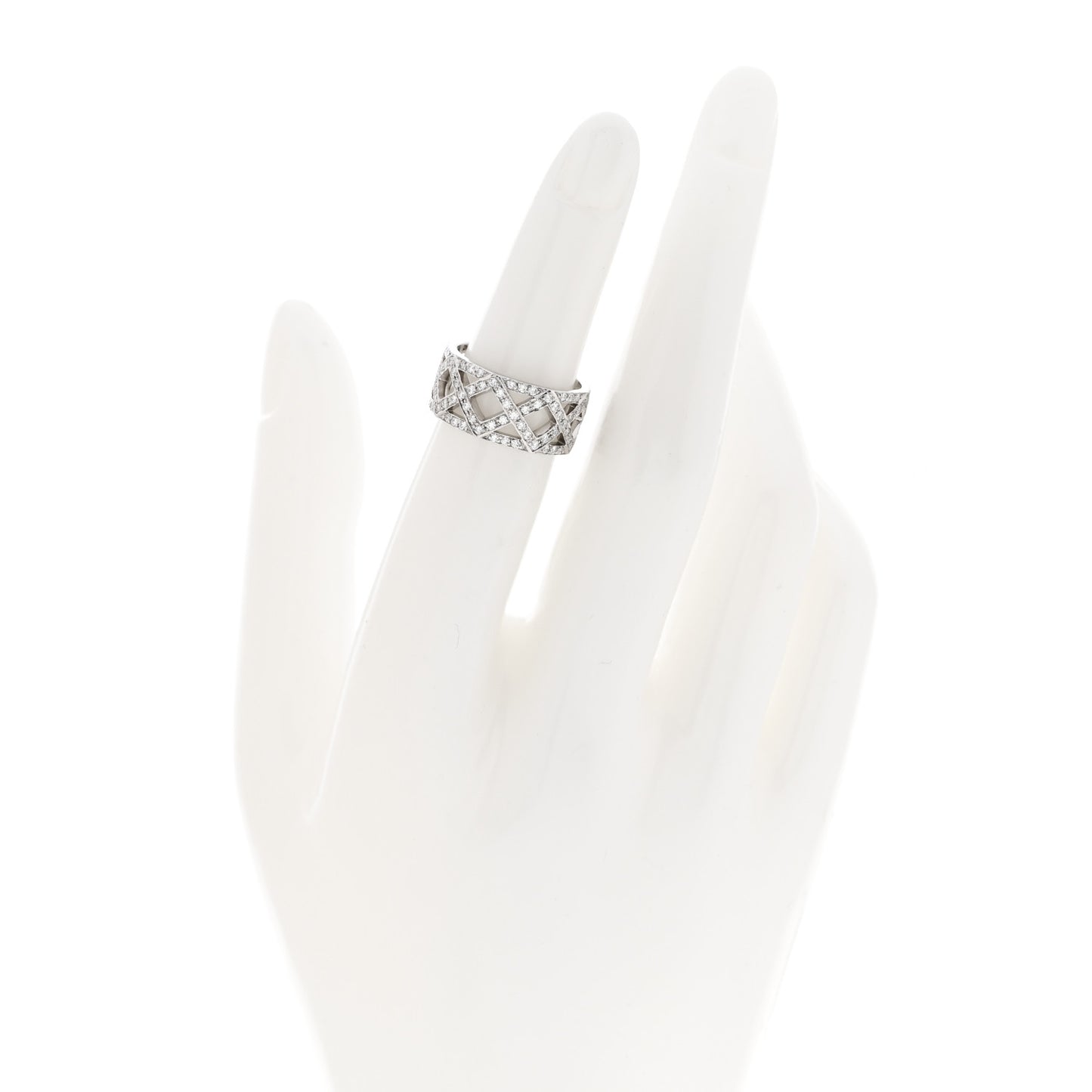 Platinum Diamond Braided Wide Band Ring 49 4.75