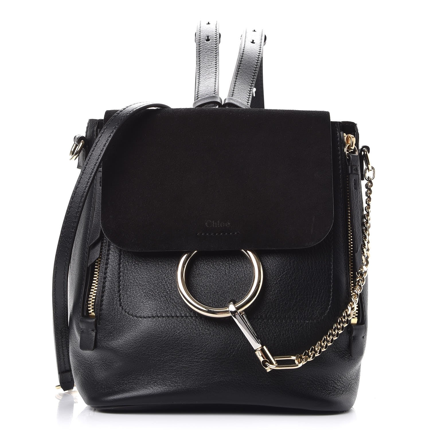 Chloe Suede Calfskin Small Faye Backpack Black 1 of 7