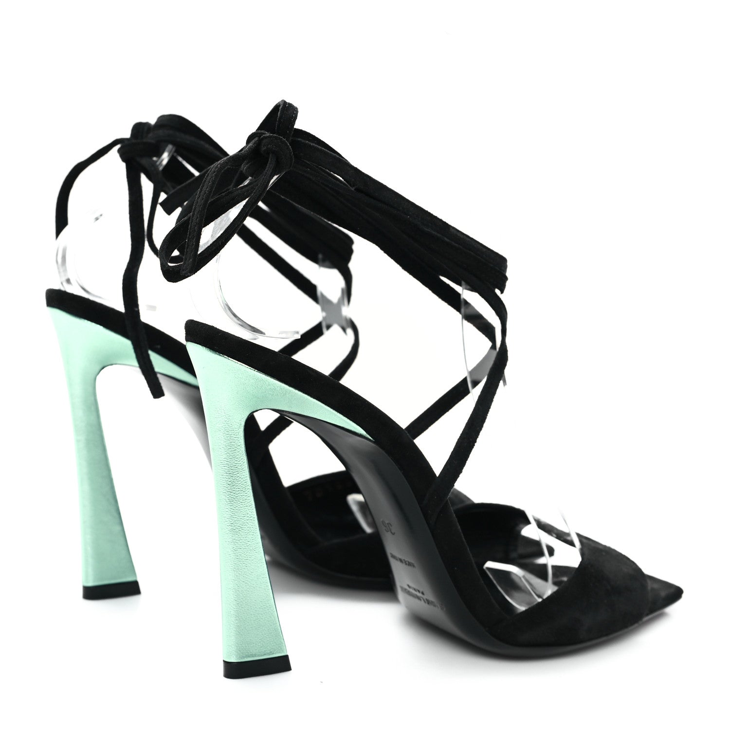 Saint Laurent Suede Paz 105 Ankle Strap Sandals 36 Hope Green 5 of 9
